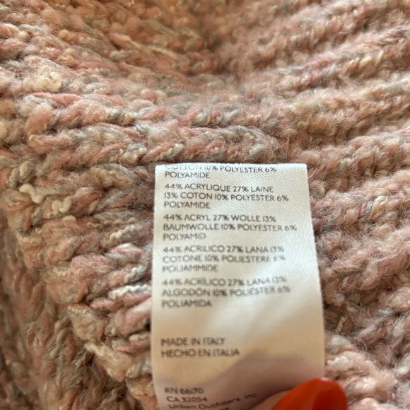 Pilcro by Anthropologie Striped Bouclé Wool Blend Sweater Pink Cream Gray Large - Picture 7 of 7